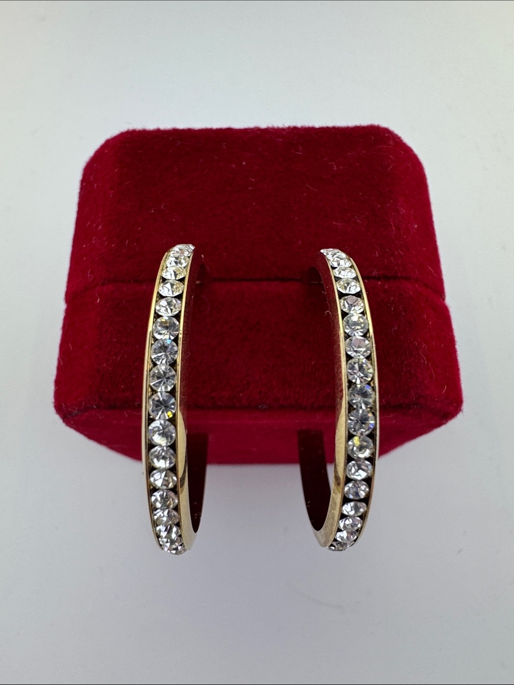 💛 Classic 14k Gold Post Crystal Hoop Earrings | Golden Glamour